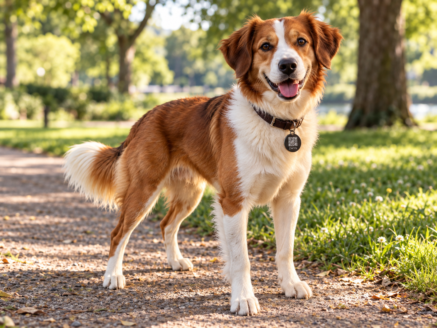 Golden Retriever wearing a Zwyn tag